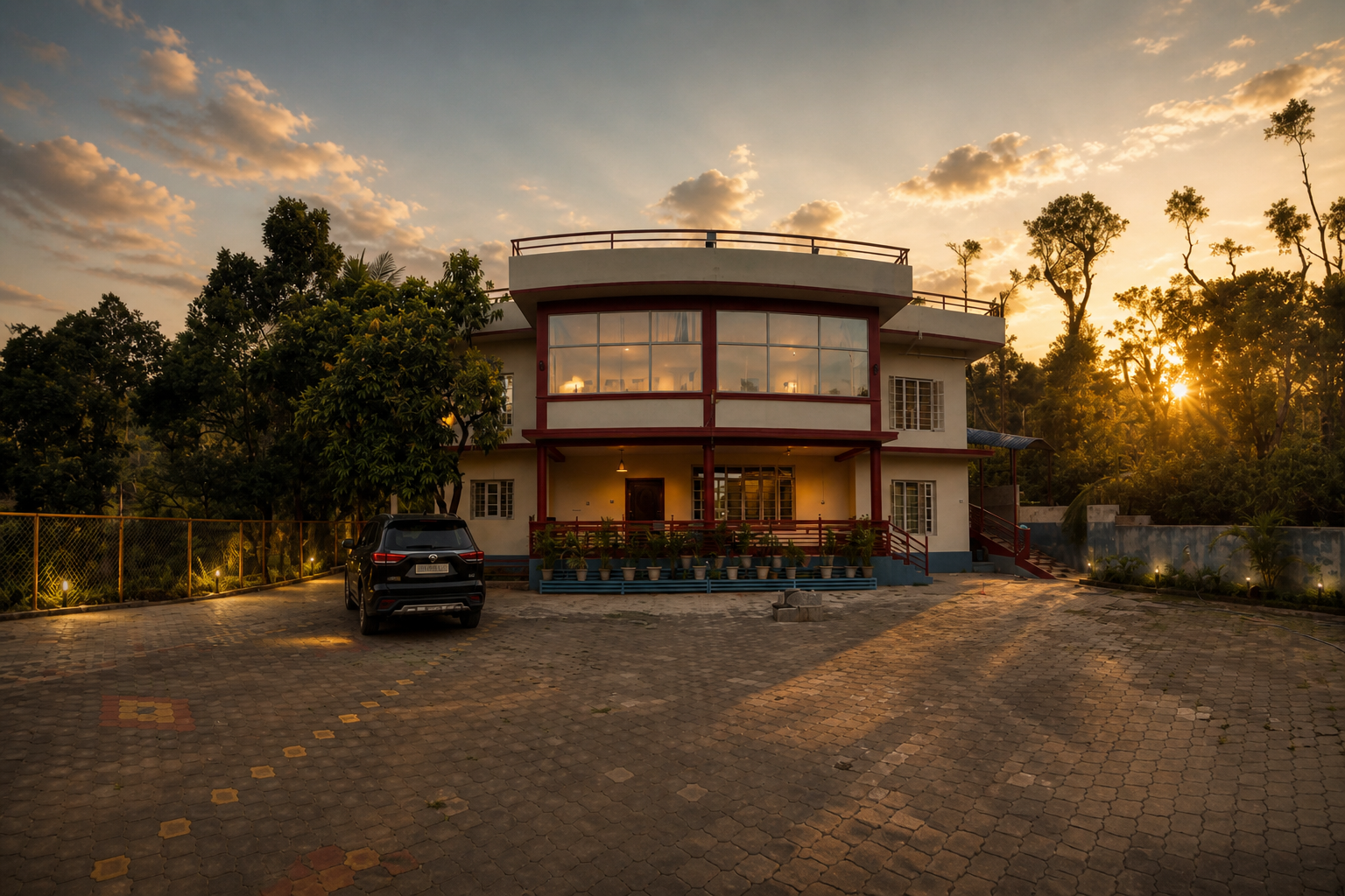 Property exterior at sunset