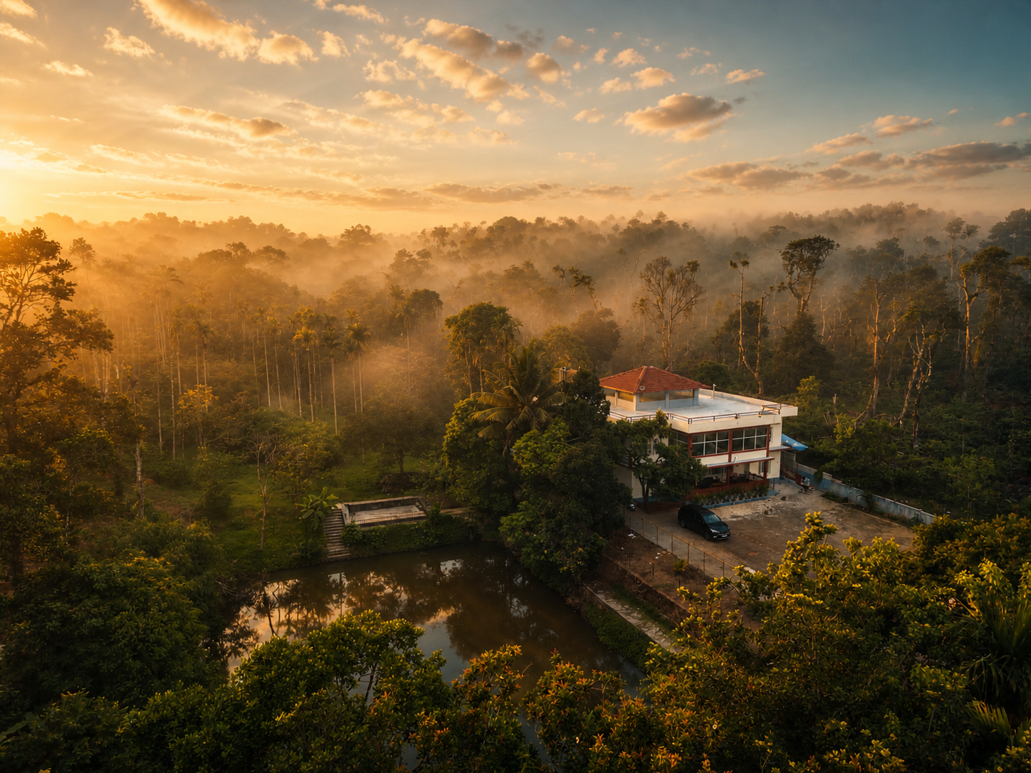 Aerial view at golden hour